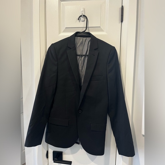 Men's Top Shop Topman Black Slim Cut Blazer Sport Coat Size 34 - Picture 3 of 13